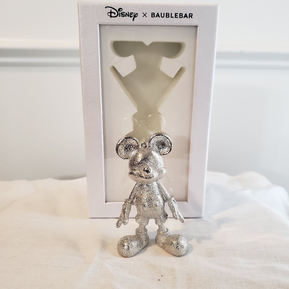 Disney Baublebar X Mickey Mouse Bag Charm - Silver NEW - Picture 2 of 7